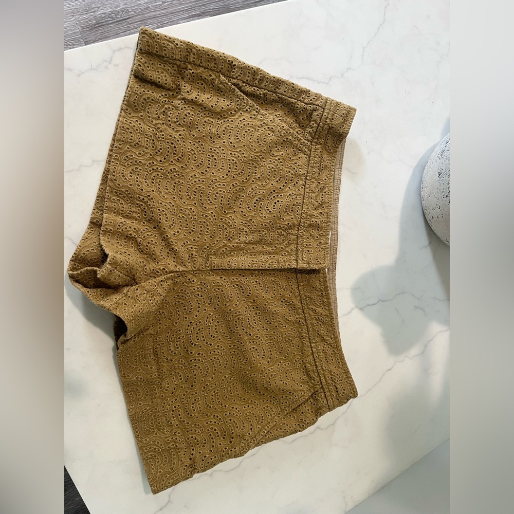 Tibi Beige Eyelet Detail Shorts size 8